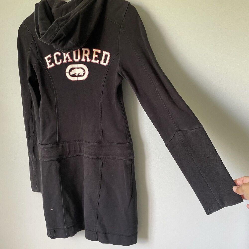 Ecko Red Vtg Deadstock y2k 2000s Hoodie Dress One Piece Black Women's Size Small - Picture 4 of 14